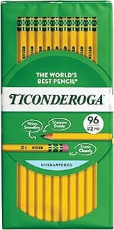 Ticonderoga Wood-Cased Pencils, Unsharpened, #2 HB Soft, Yellow, 96 Count