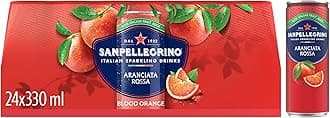 San Pellegrino Aranciata Rossa Sun-Ripened Orange and Blood Orange Beverage Italian Sparkling Drink, 11.16 fl oz ℮ 330 ml, 24 Pack
