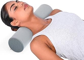 Cervical Neck Roll Pillow for Neck Pain Relief - Memory Foam Neck Pillow for Bed | Round Neck Pillows for Sleeping | Bolster Pillow for Bed, Legs and Back (Grey)