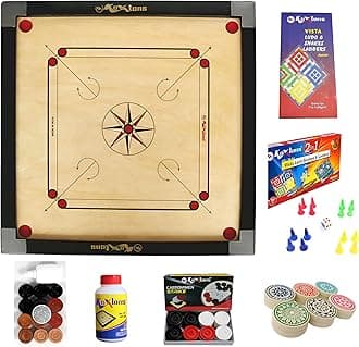Carrom Board 32 INCH Full Size with 1.5" Border & 4 mm Ply (Premium) with STRICKER & Accessories and Vista 14 INCH Ludo Snakes and Ladder