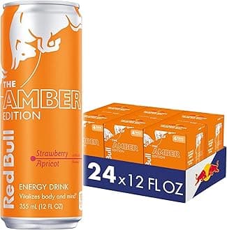 Red Bull Amber Edition Energy Drink, Strawberry Apricot, with 114mg Caffeine plus Taurine & B Vitamins, 12 Fl Oz, 6 Packs of 4 Cans (Pack of 24)
