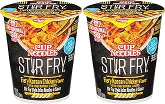 Cup Noodles Stir Fry Noodles in Sauce, Fiery Chicken, 2.96 Ounce (Pack of 12)
