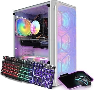 STGAubronGaming Desktop PC, Intel Core i5 3.2G up to 3.6G, 16G RAM, 512G SSD, Radeon RX 5600 XT 6G GDDR6, 600M WiFi, BT 5.0, RGB Fan x 6, RGB Keyboard & Mouse & Mouse Pad, W10H64