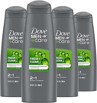 Dove Men+Care 2 in 1 Shampoo and Conditioner, Fresh and Clean, 12 oz, 4 count
