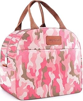 Lunch Bag for Women & Men Adult Insulated Lunch Box, Small Leakproof Cooler Food Lunch Containers Reusable High Capacity Lunch Tote Bags for Work, Travel, Outdoor (Pink Camo)