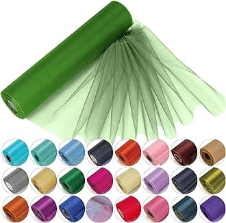 29cm x 25m Roll of Organza Sheer Fabric - Elegant Decorative Cloth for Wedding Chair Bows, Table Runners, Party Favours - Crafting Supplies for Ribbons, Dress Accents,and Bags, Sage