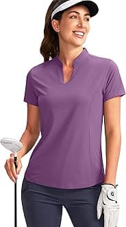 Obla Women's Golf Polo Shirt V-Neck Short Sleeve Collarless Quick Dry Tennis Running T Shirt Golf Tops for Women