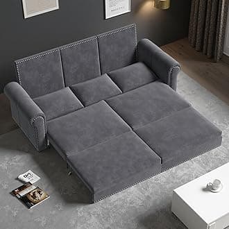 93.7" King Size Pull Out Sofa Bed, 3-in-1 Convertible Sleeper Sofa with Side Storage, Folding Floor Sofa Lounge Couch, Velvet Loveseat Bed for Living Room, Bedroom, Office, Grey