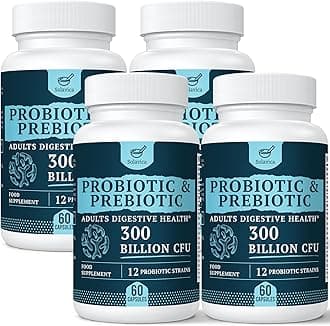 300 Billion CFU Probiotics for Digestive Gut & Immune Health, Advanced Strength Probiotics with 12 Diverse Strains + 3 Prebiotics for Women & Men (60 Count (Pack of 4))