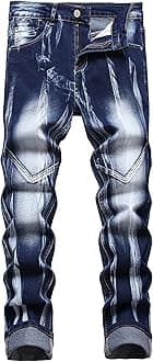 JUNBAOSSMen's Slim Fit Jeans Stretch Ripped Skinny Jeans for Men, Fashion Straight Leg Comfort Flex Waist Casual Pants