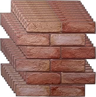 3D Self Adhesive Wall Panels,Faux Brick,PVC Waterproof Art WallPanels Decoration for Office Living Room Bedroom Kitchen House 30x30cm 10pcs