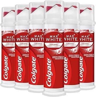 Colgate Max White Luminous Toothpaste 6 x 100ml, Teeth Whitening Toothpaste with Clinically Proven Formula that Removes Up to 100% of Surface Stains