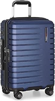 Archer Polycarbonate Hardside Spinner Luggage Set, Blue, Carry-On 21-Inch, Tie Down Straps