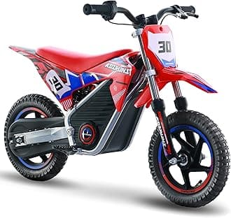 AIII 36V Electric Dirt Bike for Kids 3-8, High Performance 250W Racing Grade Motorcycle, Up to 15.5MPH, 3 Speed Settings, 12-Inch Off-Road Tires, Rear Disc Brakes & Advanced Shock Absorption, Red