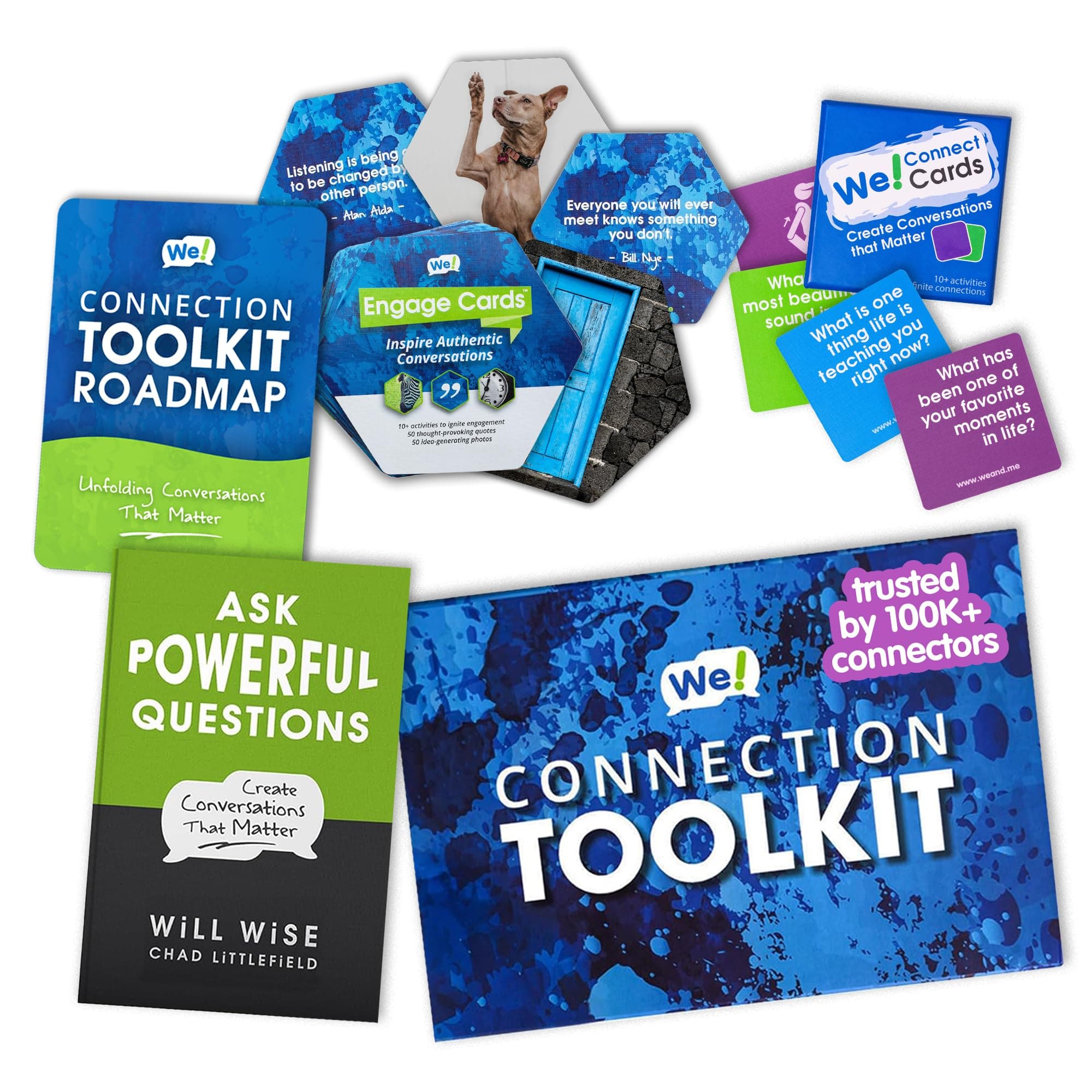 We! Connection Toolkit - Conversation Starter Games Bundle for Team Building, Communication, and Creative Connection in The Workplace - Includes Engage Cards, Connect Cards, and 2 Communication Books