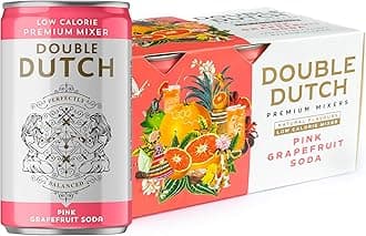 Double Dutch Pink Grapefruit Soda | Low Calorie Diet Soft Drink | 100% Natural Ingredients | Gluten Free, Vegan Friendly Premium Mixer Perfect For Gin, Vodka & Cocktails | 6 x 150ml Cans