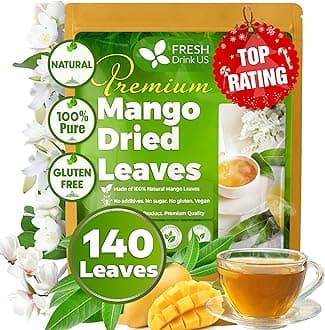 FreshDrinkUS, Premium 140+ Mango Whole Leaves Dried, 100% Natural & Pure from Dried Mango Leaves Tea, No Additives, No Caffeine, Vegan