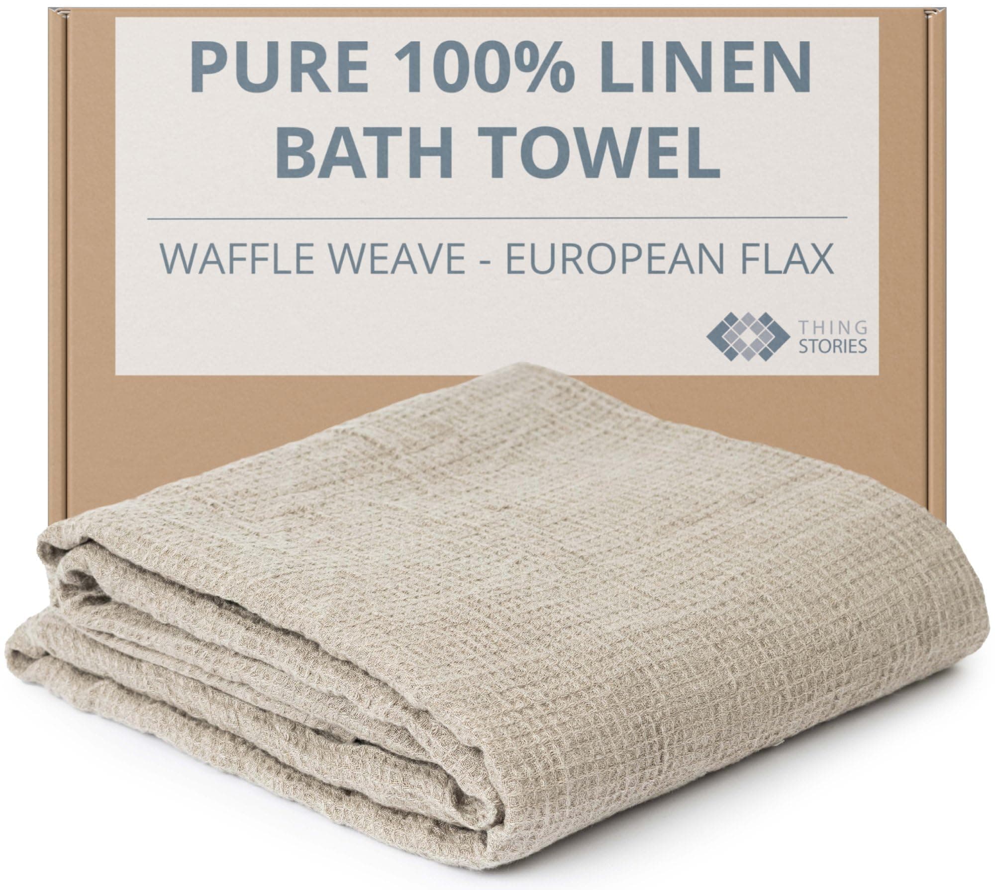 Pure 100% Linen Bath Towel - 30x60-inch Lightweight Travel Towel - Linen Beach Towel Waffle Weave Quick Dry Hair Towel - Thin Towels for Bathroom