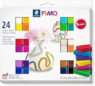 8023 C24-1 FIMO Soft Oven Hardening Polymer Modelling Clay - Basic Assorted Colours (Pack of 24 x 25g Blocks)