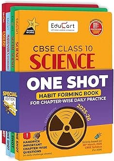 Educart One-shot CBSE Class 10 Question Bank 2025-26 Bundle - Science, Mathematics, Social Science and English on New Syllabus 2026 (Strictly for Boards Exam)