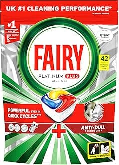 Fairy Platinum Plus Dishwasher Tablets – 42 Pack, Lemon, Anti-Dull Technology