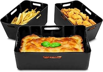 Duronic Silicone Air Fryer Liners AFL3 Air Fryer Basket Liner Durable Nonstick Silicon Inserts for Air Fryers AF34 Reusable Dual Air Fryer Accessory Premium Accessories for Twin Drawer & Large Drawer