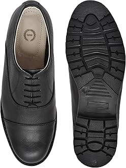 Safety Shoes : Leather Formal Oxford Shoes with Steel Toe, Memory Foam Footpad & Anti Skid, Heavy Duty Rubber Sole.