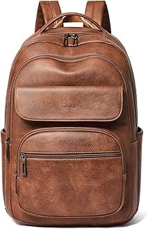 37L Vegan Leather Backpack Purse for Women Mens Travel Backpack Work Laptop Teacher BackPack College Daypack Business Backpack Office Bag Brown