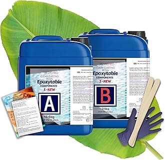 21,1 Kg Epoxy Resin Epoxytable Five Ideal for creating River Table, Furniture, Clear Casting, Countertops 5 cm, Jewellery and Artistic Creations, Non-toxic Certified, Technical Assistance in English