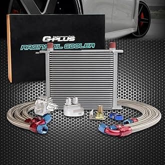 30 Row AN10-10AN Universal Aluminum Engine Transmis​sion Oil Cooler Kit + Oil Filter Relocation Kit Silver