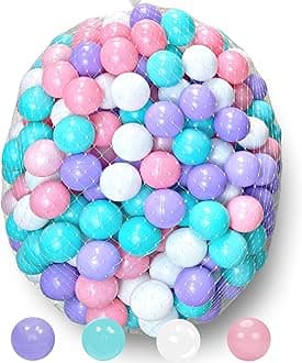 Kids Ball Pit Balls 200 Count, 2.2inch Children Crush Proproof Plastic Balls for Ball Pit with 4 Bright Colors, Safe and Non-Toxic, BPA Free, Baby Toddler Pit Balls with Storage Net Bag