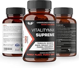 Vitality Max Supreme - Premium Vitality Health Supplement with Fenugreek, Panax Ginseng, Ashwagandha, Maca, Tribulus Terrestris, Himalayan Shilajit - 120 Vegan Supplements Capsules