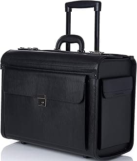 alpine swiss Rolling 17" Laptop Briefcase on Wheels Attache Lawyers Case Legal Size Black