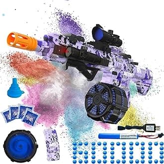 Electric Gel Ball Blaster, High Speed Automatic Splatter Ball Blaster with 60000+ and Goggles, Rechargeable Splatter Ball Toys for Outdoor Activities Shooting Game Party Favors-Purple