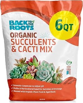 Back to the Roots 100% Organic Succulent & Cacti Mix (6 Quart) | Made in the USA | Premium Nutrition for Indoor and Outdoor Plants