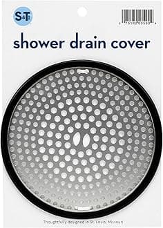 S&T INC. Shower Drain Hair Catcher for Bathroom, Hair Catcher Shower Drain Cover, Stainless Steel with Anti-Skid Silicone Ring, 4.5 Inch Diameter