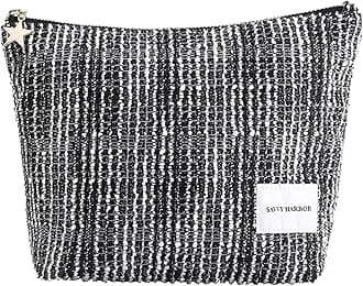 Makeup Bag Zipper Pouch Travel Cosmetic Organizer, Elegant Roomy Cosmetic Bag, Women Makeup Organizer and Travel Toiletry Bag for Gift (BlackWhite)