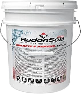 RadonSeal Plus Concrete Sealer – Deep Penetrating Basement Waterproofing Sealer for Foundation Walls & Floors, Reduces Moisture Vapor, Strengthens & Protects (5 Gallon)