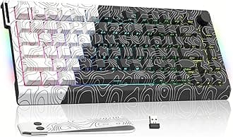 Womier75% Percent Keyboard Wireless with Topographic Strap,QMK/VIA Creamy Mechanical Keyboard Gaming, RGB Custom Hot Swappable Key Board, PBT Keycaps for Windows & Mac - POM Linear Switch(Q75)