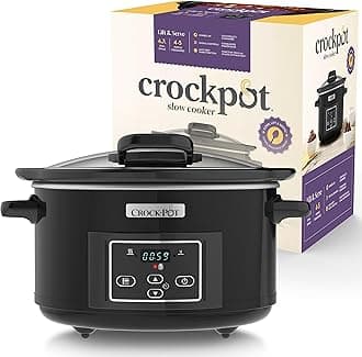 – Crockpot Lift and Serve Digital Slow Cooker with Hinged Lid and Programmable Countdown Timer | 4.7 L (up to 5 People) | Energy Efficient | Black [CSC052]
