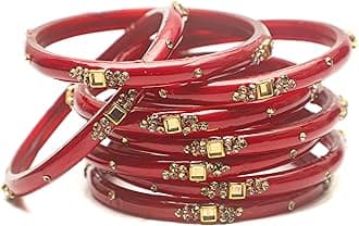 Traditional Glass Kada Bangles Set for women & girls Glossy Bangles Gemstone stone work Red Green Yellow Pink multicolor glass Kade