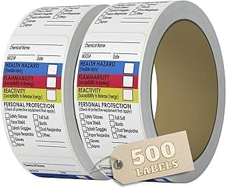 SDS Stickers 500 Stickers - 2 Rolls of 250, 1.5" x 2.5", Right To Know- Chemical Identifying and Marking Sticker Decals