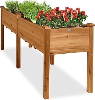 Best Choice Products 72x24x30in Raised Garden Bed, Elevated Wood Planter Box Stand for Backyard, Patio, Balcony w/Divider Panel, 6 Legs, 300lb Capacity - Acorn Brown