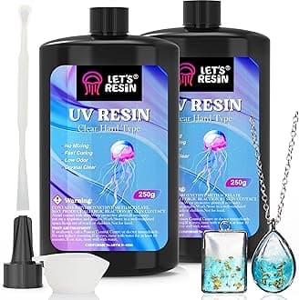 LET'S RESIN UV Resin, Upgraded 500g Crystal Clear UV Resin Hard, Low Odor Ultraviolet Epoxy Resin, UV Light Cure Solar Sunlight Activated Glue for Jewelry, Craft Decoration