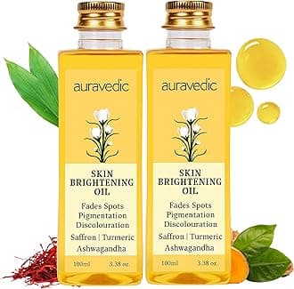 Auravedic Turmeric Oil for Glowing Skin | Face Massage Oil with Saffron & Ashwagandha | Supports Radiance & Skin Clarity | Suitable for All Skin Types | 3.38 fl oz (Pack of 2)