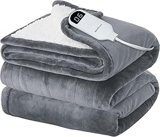 Bedsure Electric Blanket Full Size - Heated Blanket with 6 Heat Settings, Flannel Heating Blanket with 10 Time Settings, 8 hrs Timer Auto Shut Off (72x84 inches, Grey)