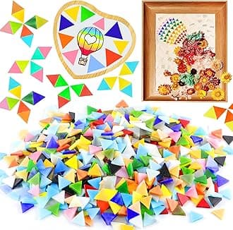 1000 Pcs Mosaic Tiles, Glass Mosaic Tiles for Crafts Bulk, Stained Mosaic Glass Pieces, Mosaic Supplies for Home Decoration, Art Crafts, DIY Projects, Opaque (Triangle)