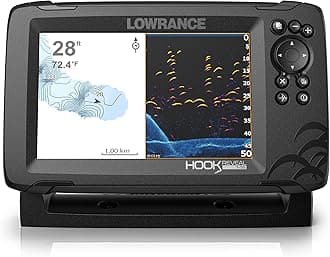 LowranceHook Reveal 9 Fish Finder 9 Inch Screen with Transducer and C-MAP Preloaded Map Options