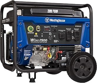 Westinghouse 9500 Peak Watt Home Backup Portable Generator, Remote Electric Start with Auto Choke, Transfer Switch Ready 30A Outlet, Gas Powered,Black/Blue
