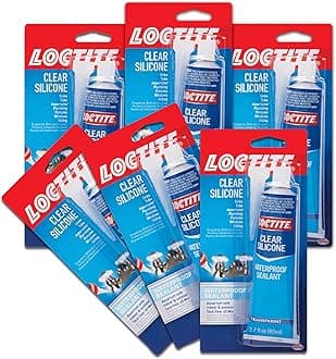 Silicone Sealant, Clear, 2.7 fl oz Tube, 6 Pack - 100% Waterproof Sealant for Glass, Ceramic, Wood, Plastic & More